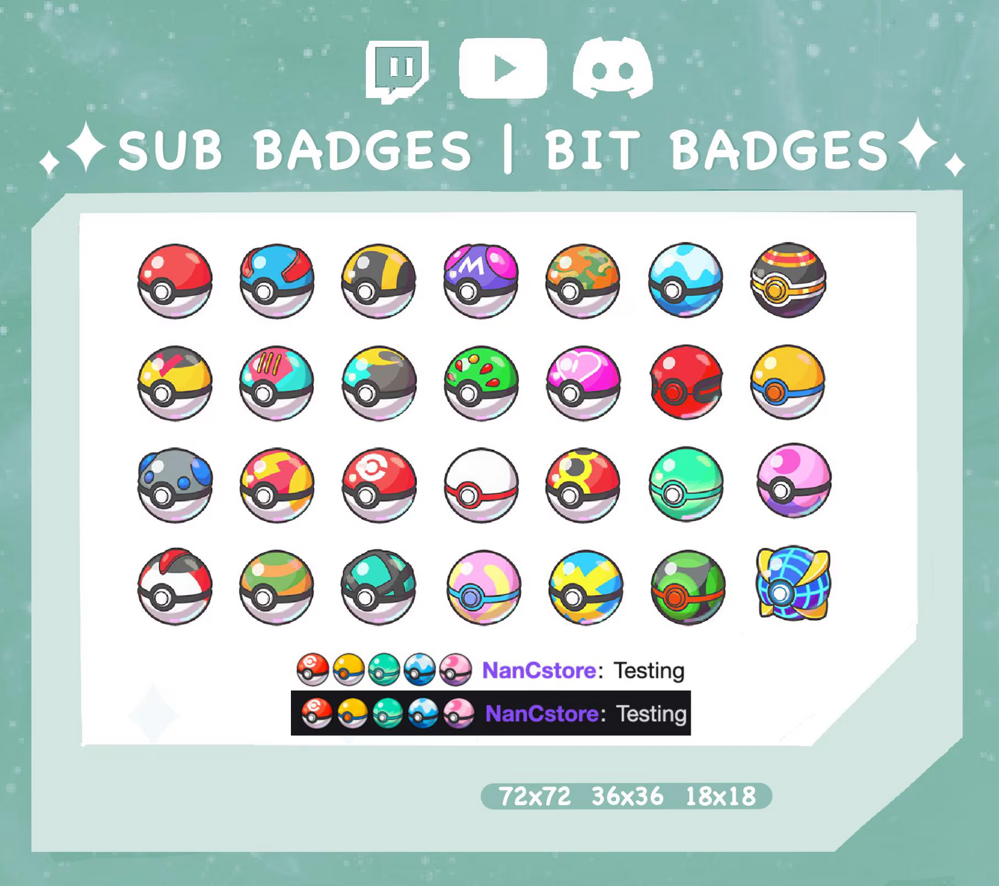 Balls-Abzeichen für Twitch YouTube | Sub-Bit-Badges | 28 Variationen