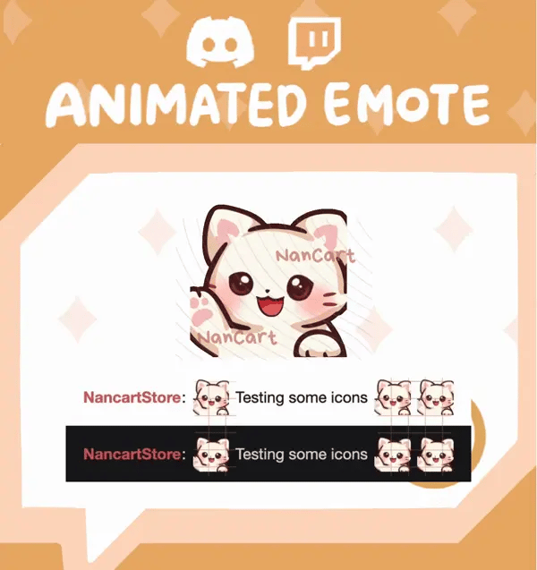 Animated Mochi White Cat Waving Emote