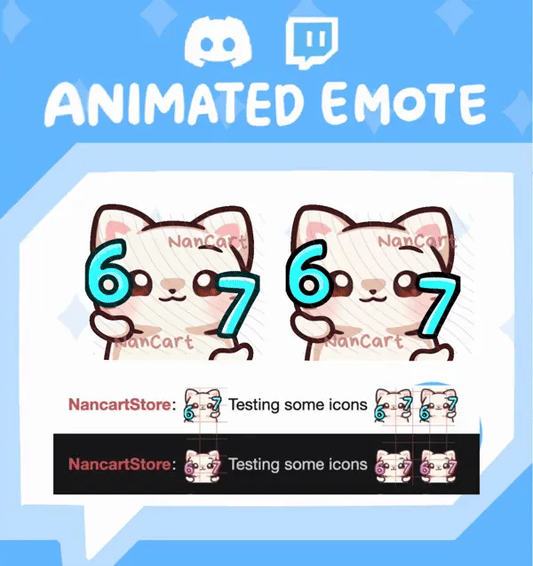 Animated Mochi White Cat 67 Emote