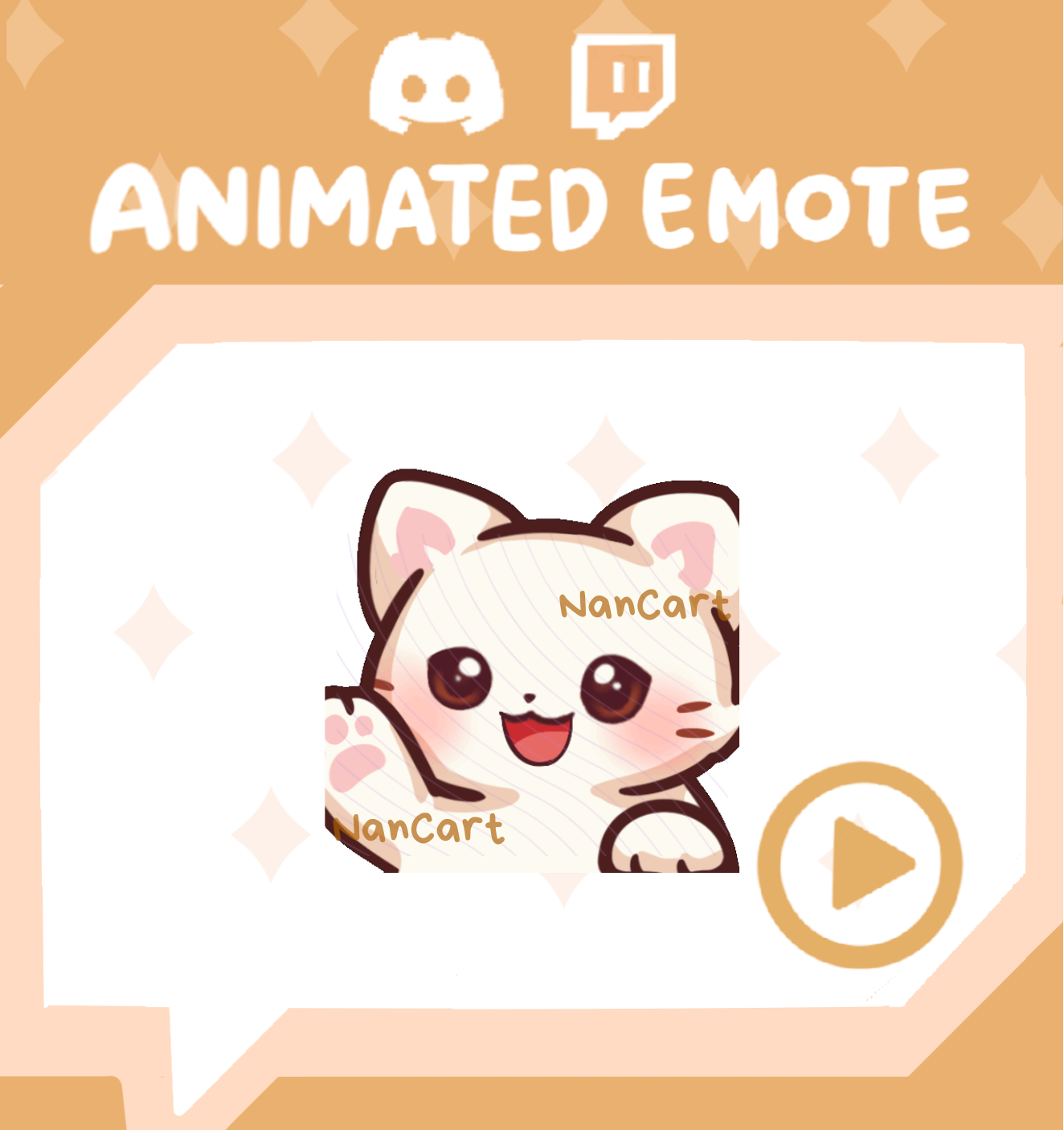 Animated Mochi White Cat Waving Emote