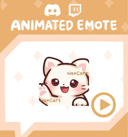 Animated Mochi White Cat Waving Emote