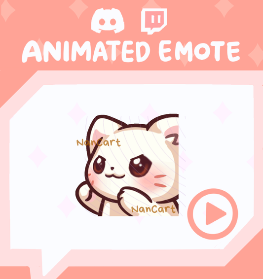 Animated Mochi White Cat Punching Emote