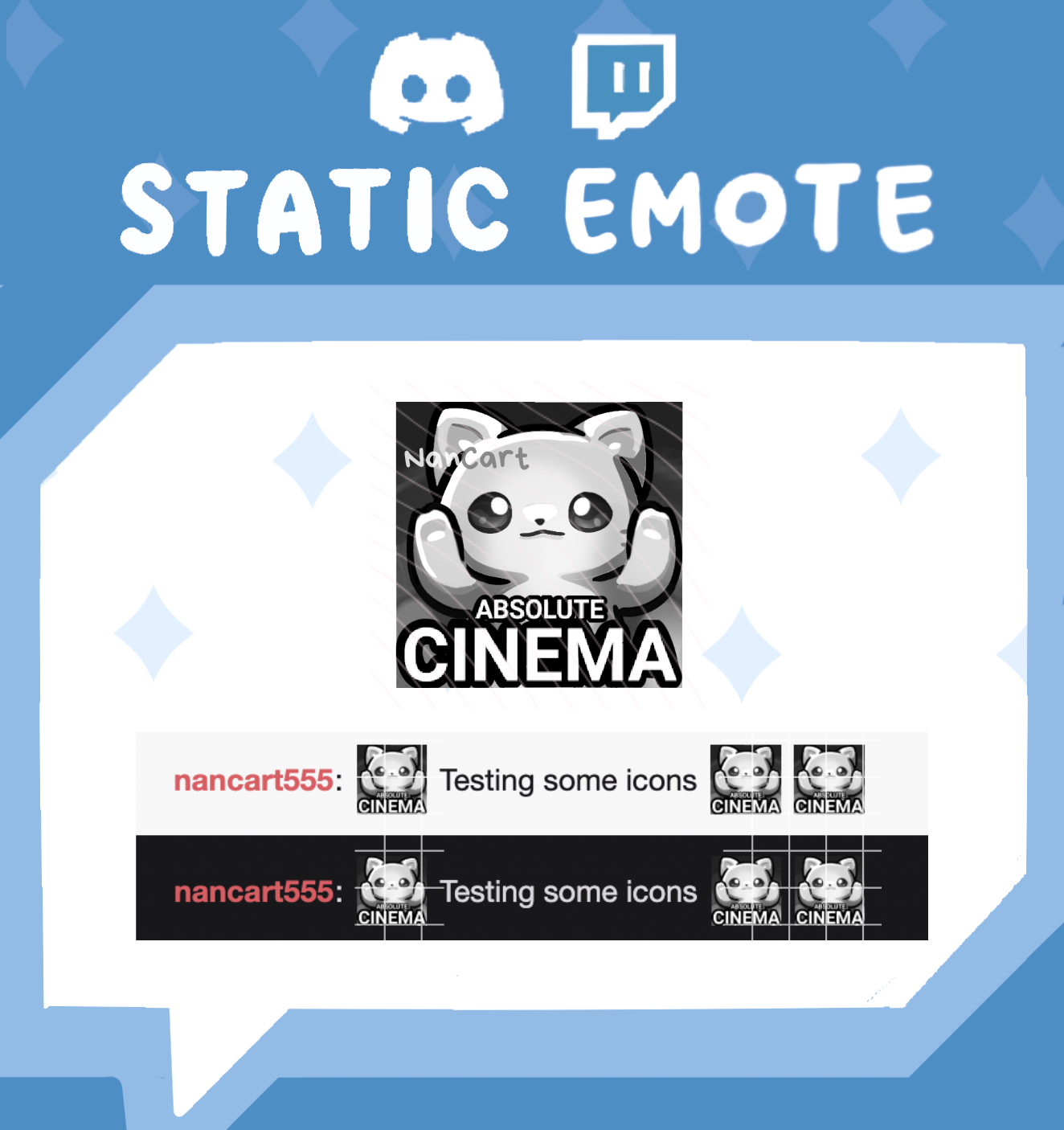 Static Mochi White Cat Absolute Cinema Emote