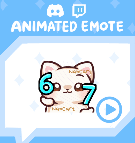 Animated Mochi White Cat 67 Emote
