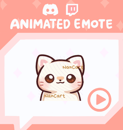 Animated Mochi White Cat Nodding Emote