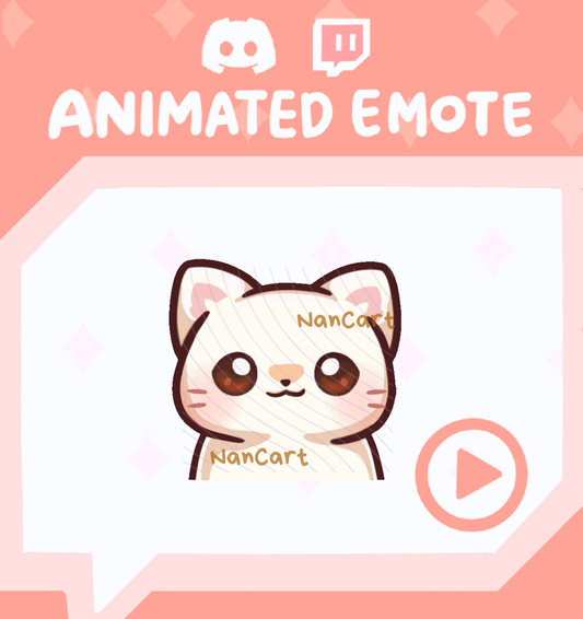 Animated Mochi White Cat Nodding Emote