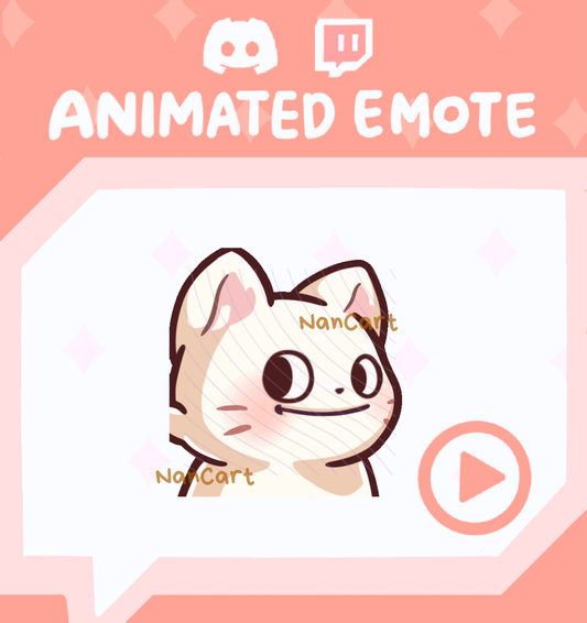 Animated Mochi White Cat Side Eye Emote