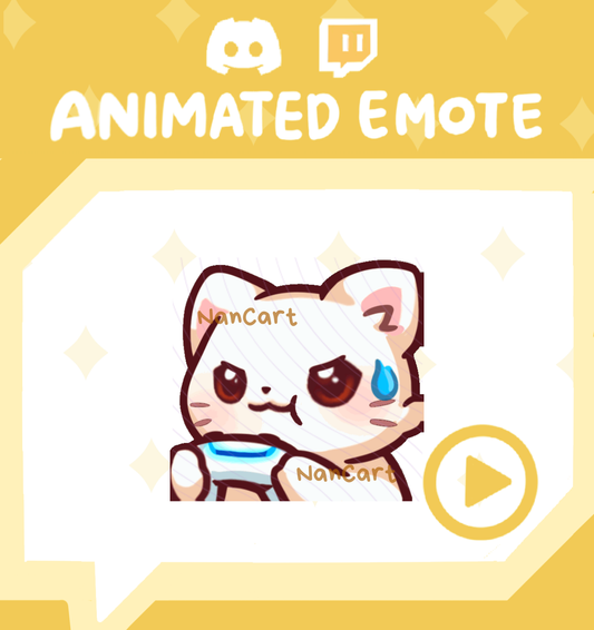 Animated Mochi White Cat Gaming + PS Controller Emote