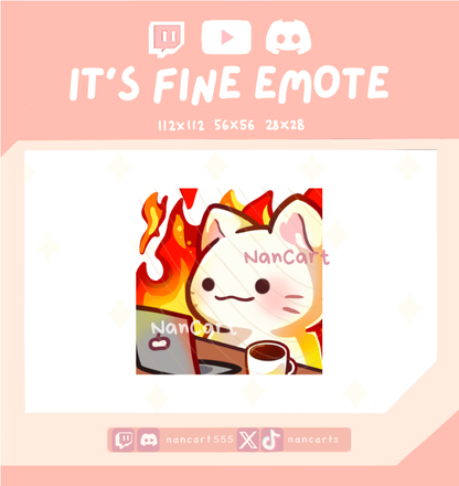 Static White Cat This is Fine Emote