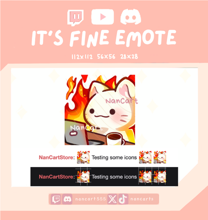 Static White Cat This is Fine Emote