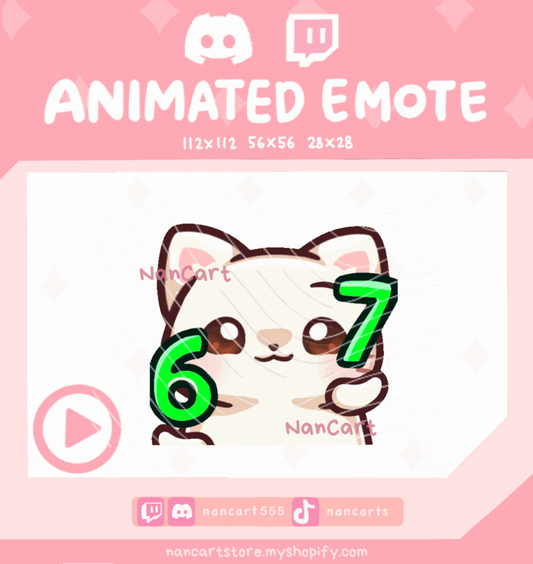 Animiertes weißes Katzensmiley 67 Emote