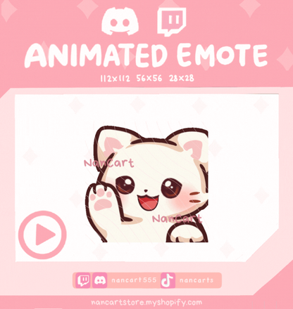 Animiertes winkendes weißes Katzen-Emote