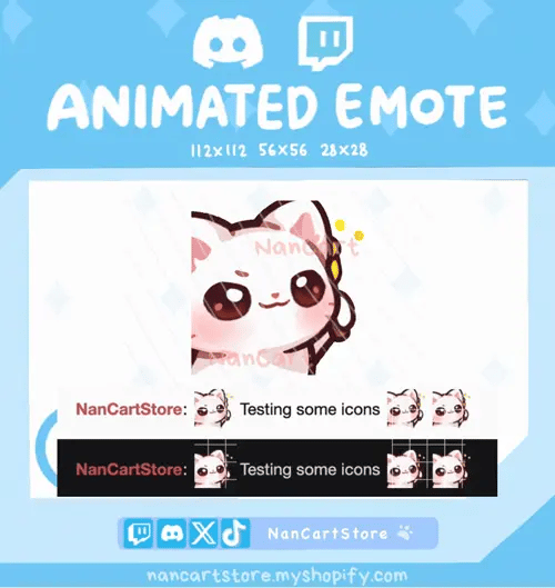 Animated Mochi White Cat Dink Emote