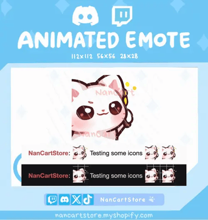 Animated Mochi White Cat Dink Emote
