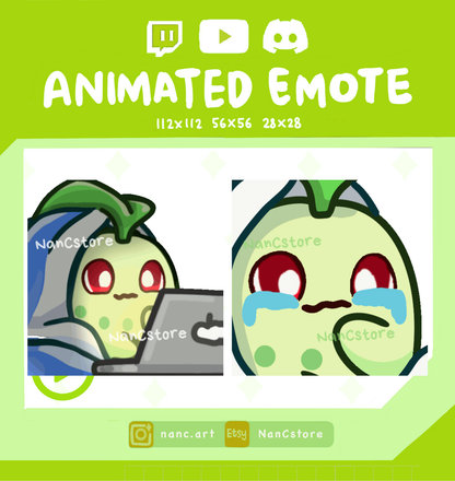 Animated #0152 Sad Crying with Laptop / Defeated Loser Emote
