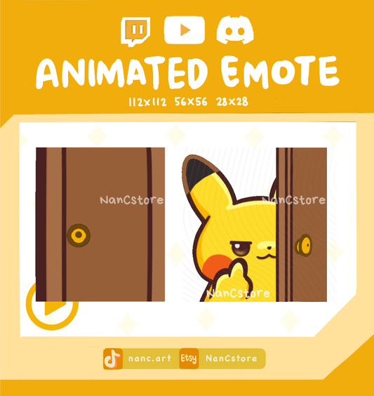 Animated #0025 Flipping Off Behind Door Emote