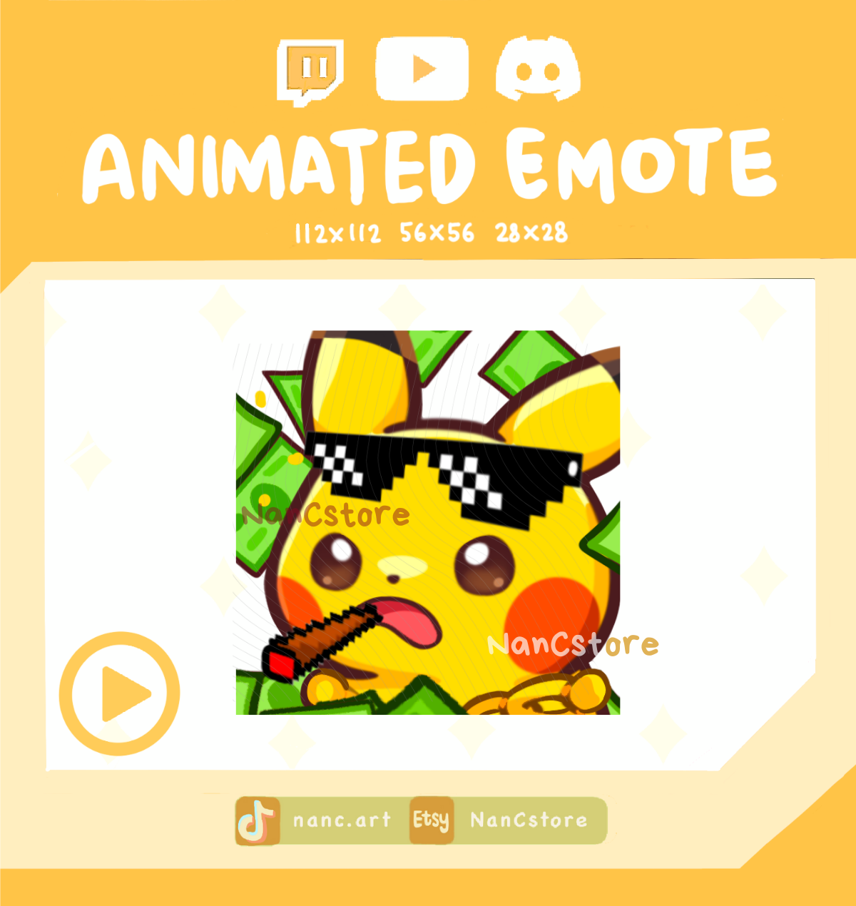 Animated #0025 Thug Life Glasses Rich Money Bill Emote