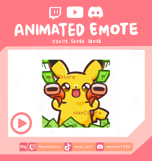 Animated #0025 Happy Rich Money Bill Gun Emote