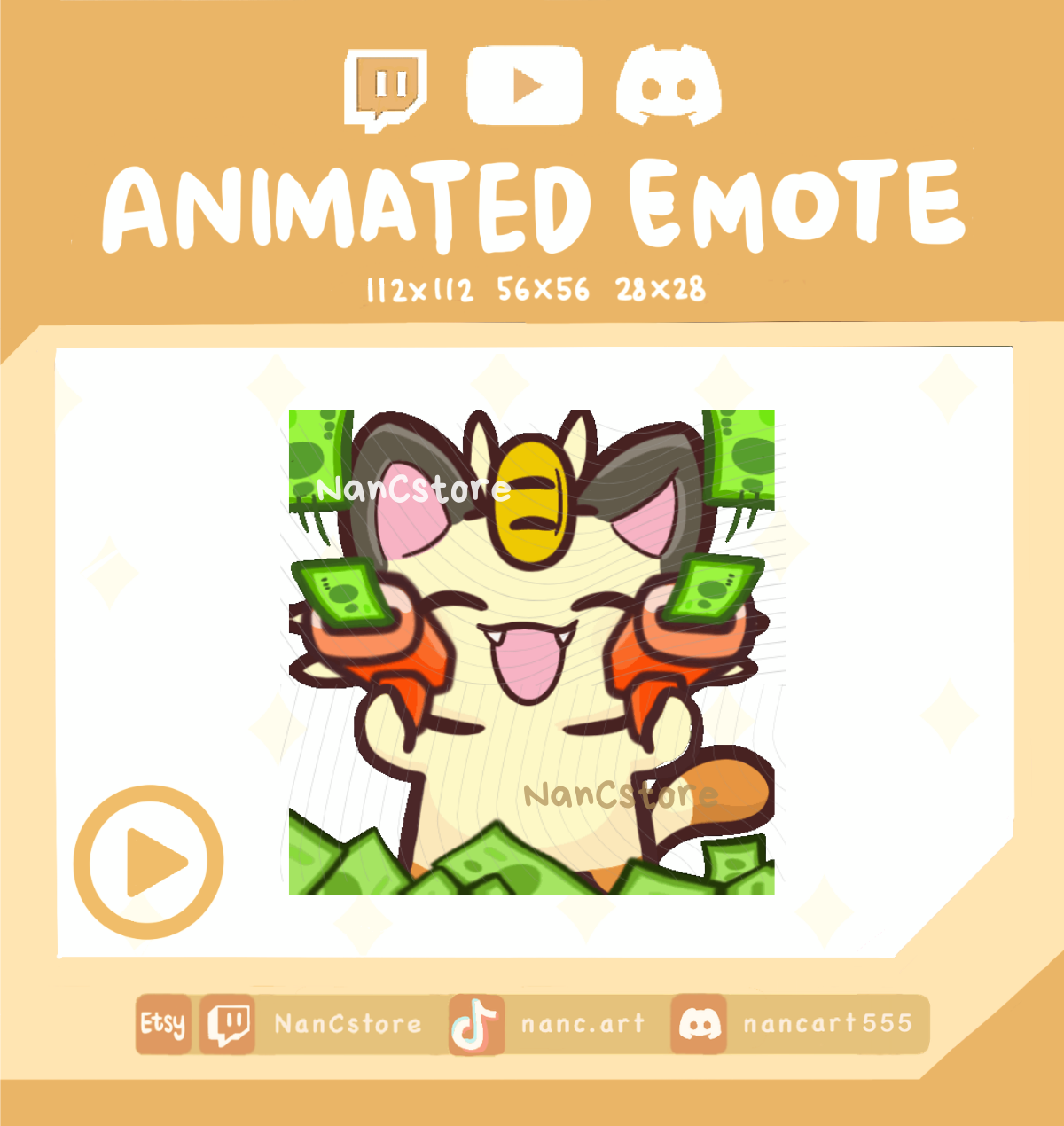 Animated #0052 Happy Rich Money Bill Gun Emote