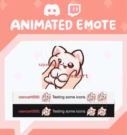 Animated Mochi White Cat Squishy Emote