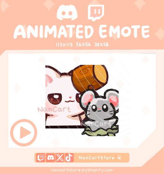 Animated Mochi White Cat Whack a Mole Emote