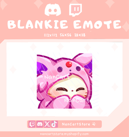 Static Mochi White Cat Comfy in Blankie Emote