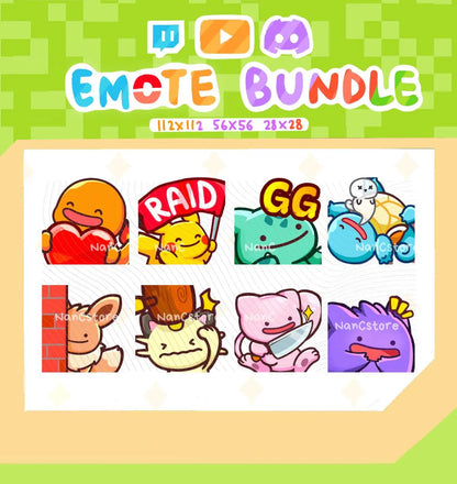 Static #0132 Gen 1 Emote Pack - 8 Streaming Chat Emotes