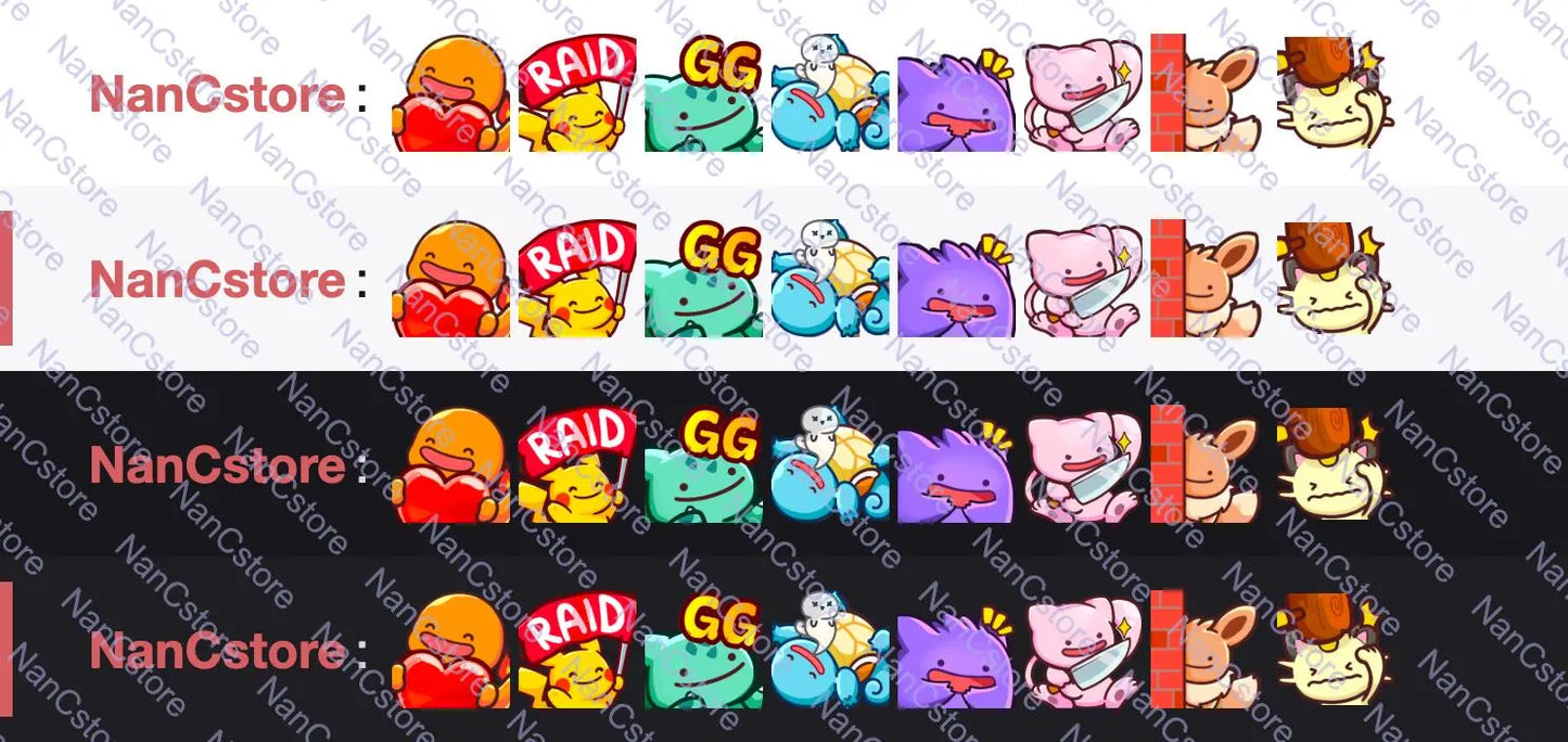 Static #0132 Gen 1 Emote Pack - 8 Streaming Chat Emotes