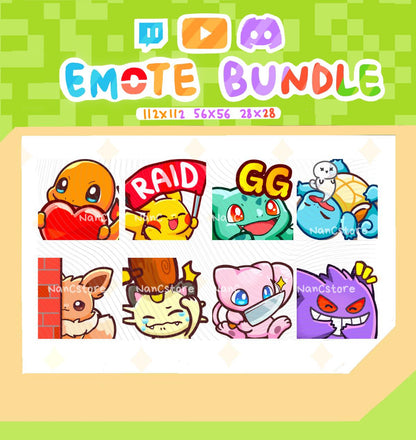 Static Gen 1 Emote Pack - 8 Streaming Chat Emotes