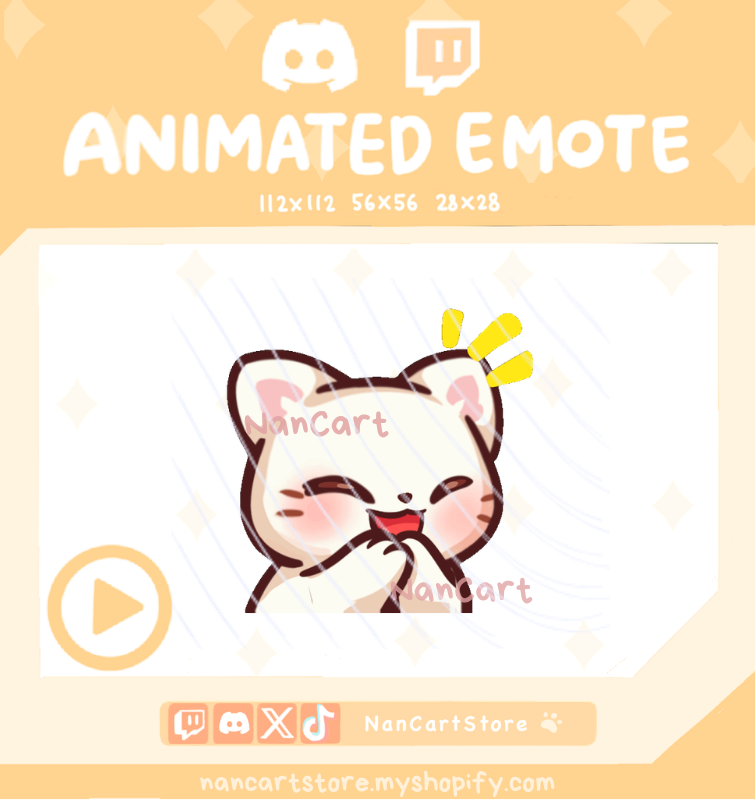 Animated Mochi White Cat Happy Laughing Emote