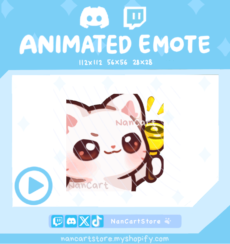 Animated Mochi White Cat Dink Emote