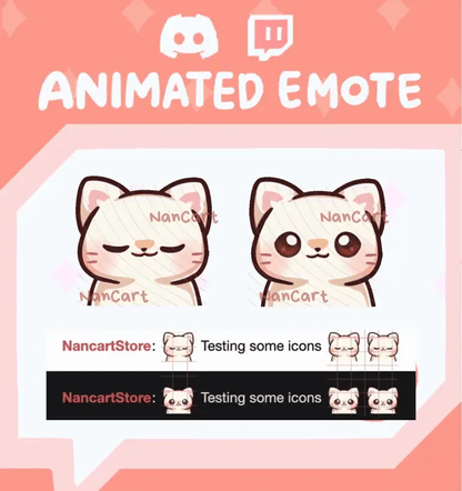 Animated Mochi White Cat Nodding Emote