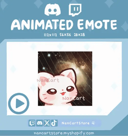 Animated Confused Mochi Cat Outer Space Emote