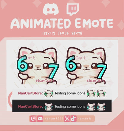 Animiertes weißes Katzensmiley 67 Emote