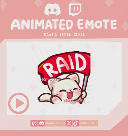 Animated White Cat RAID Emote
