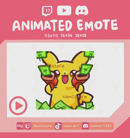 Animated #0025 Happy Rich Money Bill Gun Emote