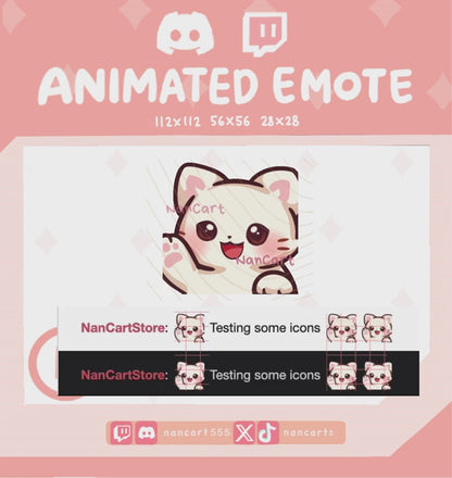 Animiertes winkendes weißes Katzen-Emote