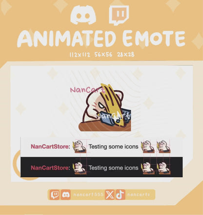 Animierter weißer Kater, der Laptop zerstört Emote