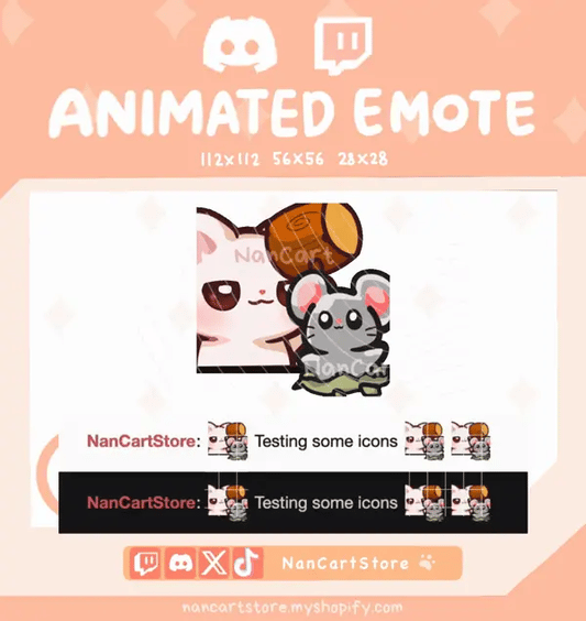 Animated Mochi White Cat Whack a Mole Emote